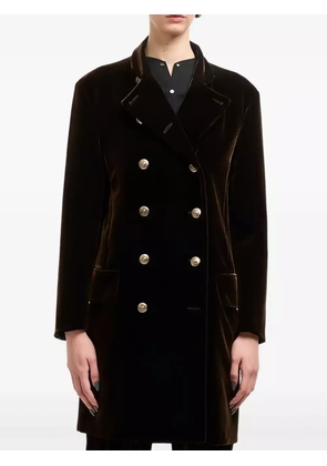 Giorgio Armani velvet-effect double-breasted coat - Brown