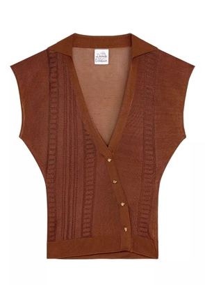 Donde Esteban Guayabera semi-sheer top - Brown