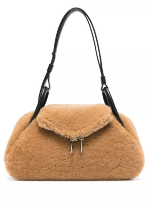 Amina Muaddi Gemini shearling shoulder bag - Neutrals