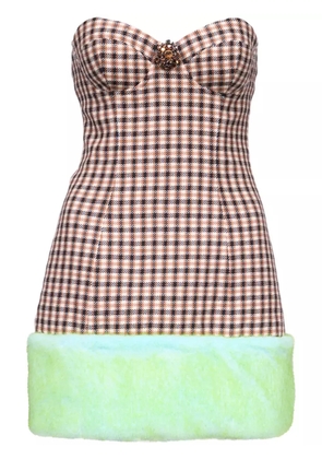 AREA check-print bandeau minidress - Brown