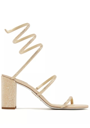 René Caovilla Cleo 80mm crystal-embellished sandals - Neutrals
