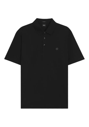 BOSS logo-patch polo shirt - Black