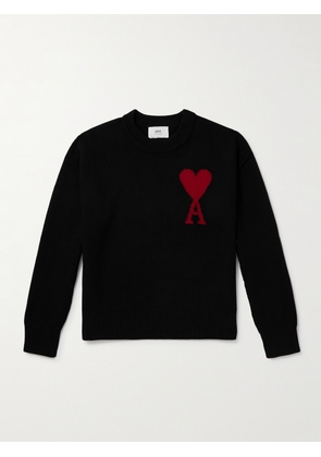 AMI PARIS - Logo-Intarsia Virgin Wool Sweater - Men - Black - XS