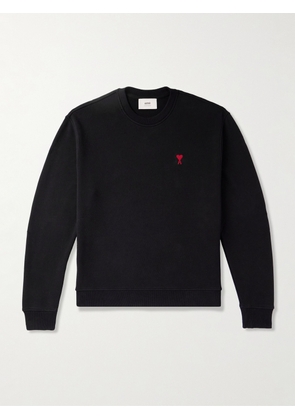 AMI PARIS - Ami de Coeur Logo-Embroidered Cotton-Blend Jersey Sweatshirt - Men - Black - XS
