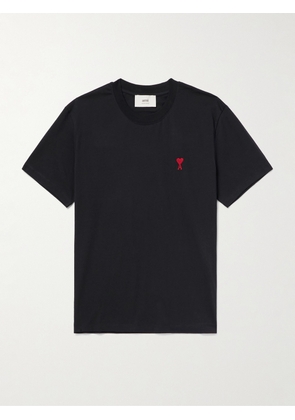 AMI PARIS - Logo-Embroidered Stretch Organic Cotton-Jersey T-Shirt - Men - Black - XS