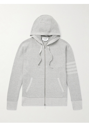 Thom Browne - Striped Textured Linen and Cotton-Blend Zip-Up Hoodie - Men - Gray - 1