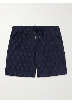 Mr P. - Straight-Leg Organic Cotton-Terry Jacquard Drawstring Shorts - Men - Blue - XS