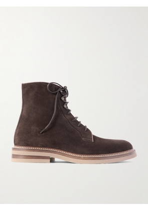 Brunello Cucinelli - Suede Lace-Up Boots - Men - Brown - EU 40