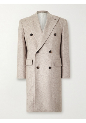Brioni - Double-Breasted Herringbone Cashmere and Silk-Blend Overcoat - Men - Neutrals - IT 50