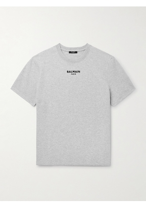 Balmain - Logo-Embroidered Cotton-Blend Jersey T-Shirt - Men - Gray - S