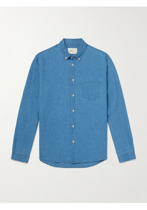 Folk - Anniversary Button-Down Collar Linen and Cotton-Blend Chambray Shirt - Men - Blue - XS