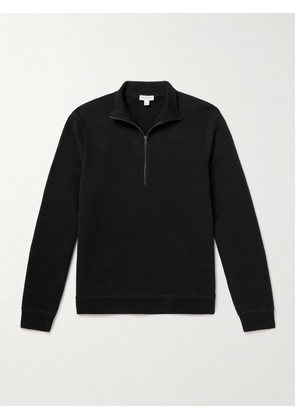 Sunspel - Cotton-Jersey Half-Zip Sweatshirt - Men - Black - S