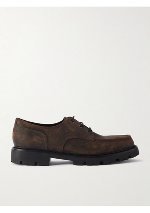CELINE - Waxed-Suede Derby Shoes - Men - Brown - EU 41