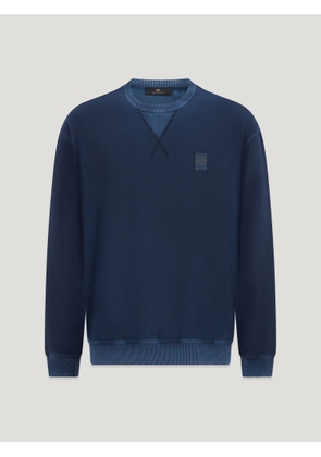 Belstaff Hockley Crewneck Sweatshirt Men's Negative Dye Fleece Insignia Blue Size XL