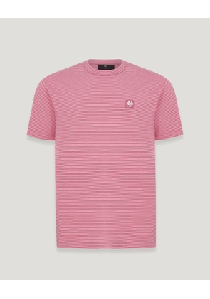 Belstaff Micro Striped T-shirt Men's Yarn Dye Jersey Micro Stripes Magenta / Natural Size 2XL