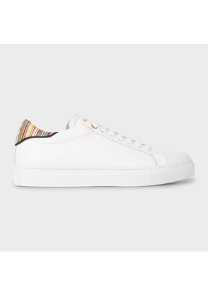 Paul Smith White Leather 'Beck' Trainers With 'Signature Stripe' Heel Panels