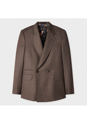 Paul Smith Brown Overdyed Wool-Cashmere Flannel Double-Breasted Blazer