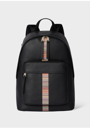Paul Smith Black Leather 'Signature Stripe' Trim Backpack