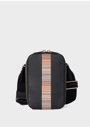Paul Smith Black Leather 'Signature Stripe' Trim Flight Bag
