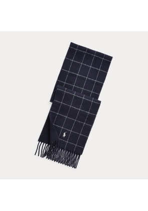 Windowpane Plaid Wool-Blend Scarf