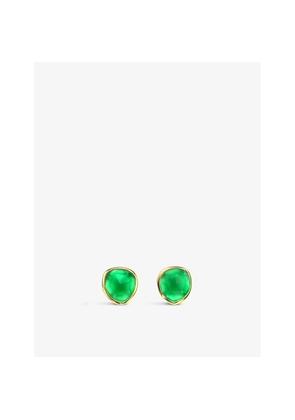 Womens Monica Vinader Siren 18ct Gold-Plated Vermeil Silver and Green Onyx Stud Earrings