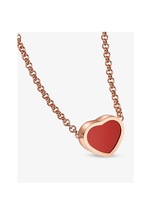 Chopard Happy Hearts 18ct Rose-Gold and Carnelian Pendant Necklace