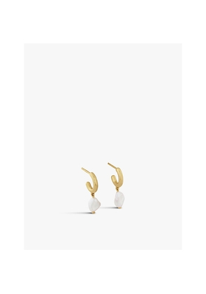 Womens Monica Vinader Keshi 18ct Yellow Gold-Plated Vermeil Sterling Silver and Pearl Hoop Earrings