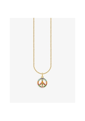 Womens Thomas Sabo Colourful Stones Peace 18ct Yellow Gold-Plated Sterling Silver and Zirconia Necklace