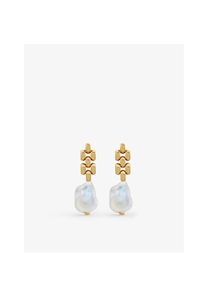 Womens Monica Vinader Heirloom 18ct Yellow Gold-Plated Vermeil Sterling-Silver and Baroque Pearl Earrings