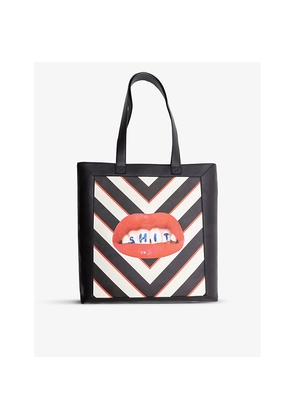 Womens Seletti Wears Toiletpaper Lipstick-Print Canvas and Faux-Leather Tote Bag