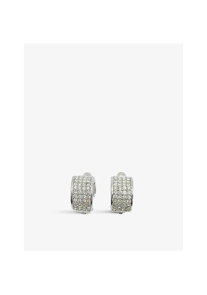 Womens Jennifer Gibson Jewellery Pre-Loved Givenchy Sterling Silver-Plated and Crystal Huggie Hoop Earrings
