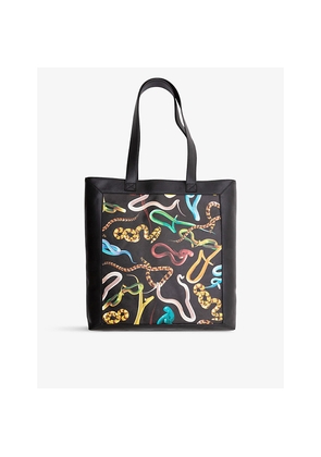 Womens Seletti Wears Toiletpaper Snakes Canvas and Faux-Leather Tote Bag