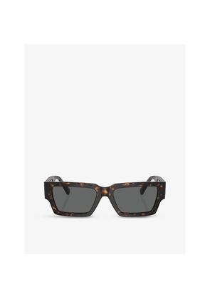 Womens Versace Ve4459 Rectangular-Frame Tortoiseshell Acetate Sunglasses