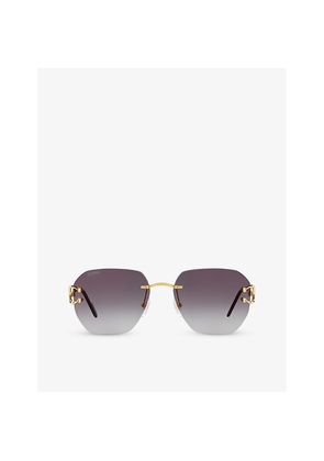 Womens Cartier ct0394S Square-Frame Metal Sunglasses