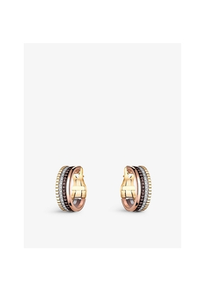 Boucheron Quatre Classique 18ct Yellow-Gold, White-Gold and Pink-Gold and Diamond Hoop Earrings