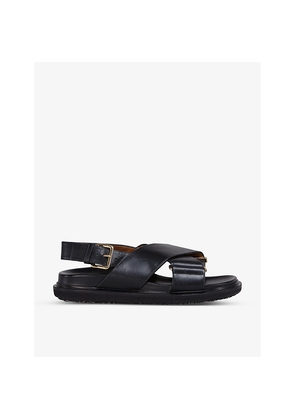 Womens Marni Fussbett Cross-Over Leather Sandals