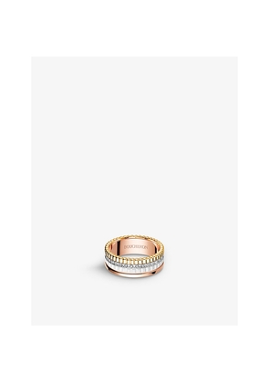 Mens Boucheron Quatre 18ct White, Yellow and Pink-Gold, 0.24ct Diamond and Ceramic Ring