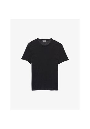Mens Sandro Crewneck Linen-Jersey T-Shirt