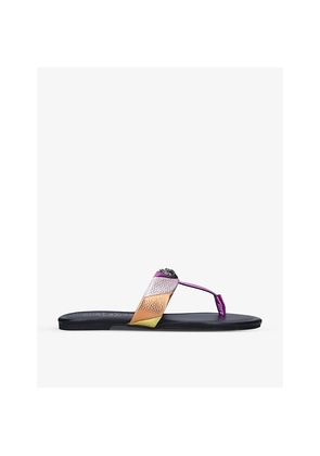 Womens Kurt Geiger London Kensington Striped T-Bar Leather Sandals