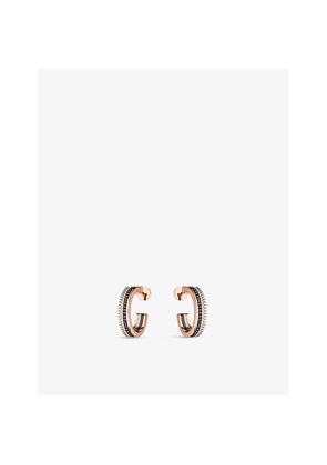 Boucheron Quatre Classique 18ct Yellow-Gold, White-Gold, Rose-Gold and 0.28ct Diamond Hoop Earrings