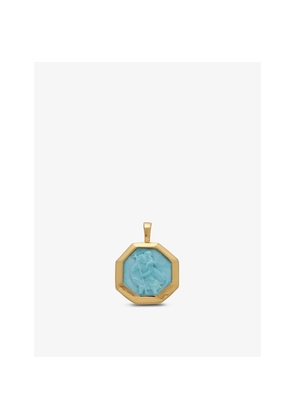 Womens Monica Vinader St. Christopher 18ct Yellow Gold-Plated Vermeil Sterling-Silver and Turquoise Pendant