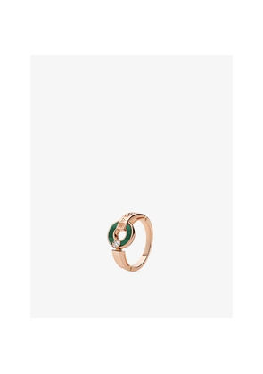 Bvlgari Bvlgari 18ct Rose-Gold, 0.04ct Brilliant-Cut Diamond and Malachite Ring