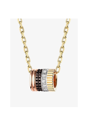 Mens Boucheron Quatre Classique Pvd-Coated 18ct Yellow, White and Pink-Gold and 0.17ct Brilliant-Cut Diamond Pendant Necklace