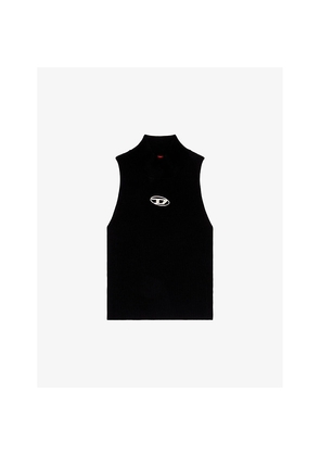 Womens Diesel M-Onervax Logo-Plaque High-Neck Knitted Top