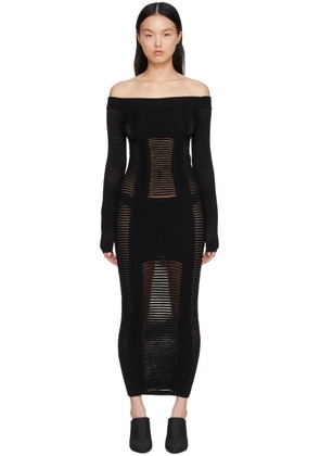 Balmain Black Viscose Midi Dress
