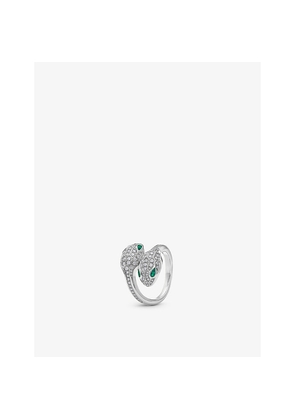 Bvlgari Serpenti Seduttori 18ct White-Gold, 0.56ct Brilliant-Cut Diamond and 0.2ct Emerald Ring