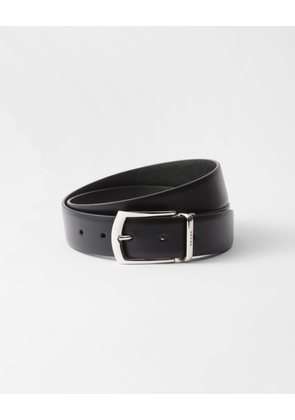 Reversible Saffiano and leather belt