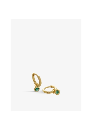 Womens Monica Vinader Mini 18ct Yellow Gold-Plated Vermeil Sterling-Silver and Green Onyx Huggie Earrings