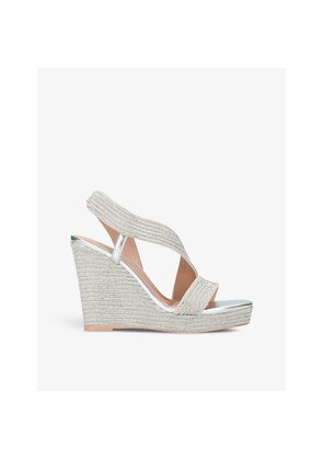 Womens Carvela Gala Crystal-Embellished Woven Heeled Sandals