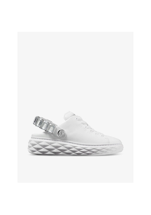 Womens Jimmy Choo Diamond Sling Crystal-Embellished Leather Low-Top Trainers